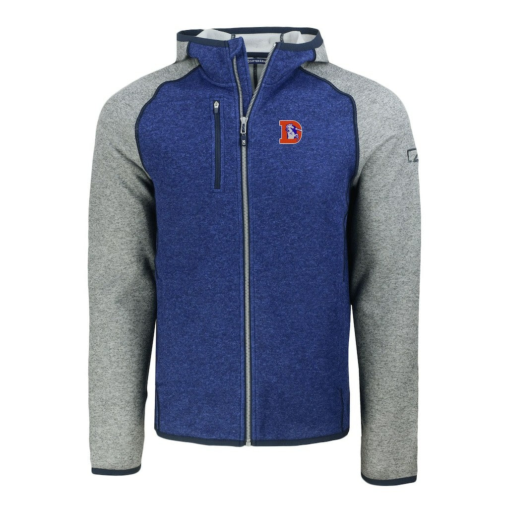 Cutter & Buck Throwback Mainsail Sweater-Knit Full-Zip Hoodie - Denver Broncos Hoodies