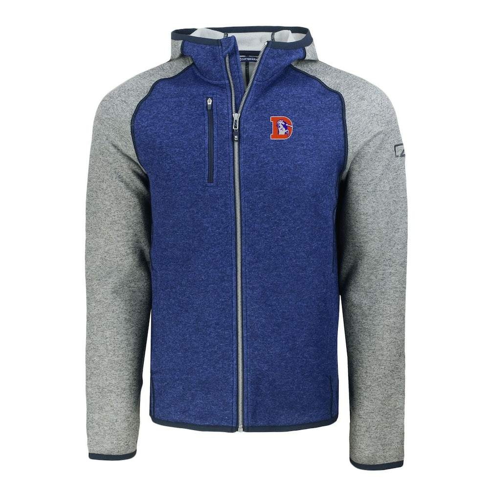 Cutter & Buck Throwback Mainsail Sweater-Knit Full-Zip Hoodie - Denver Broncos Hoodies