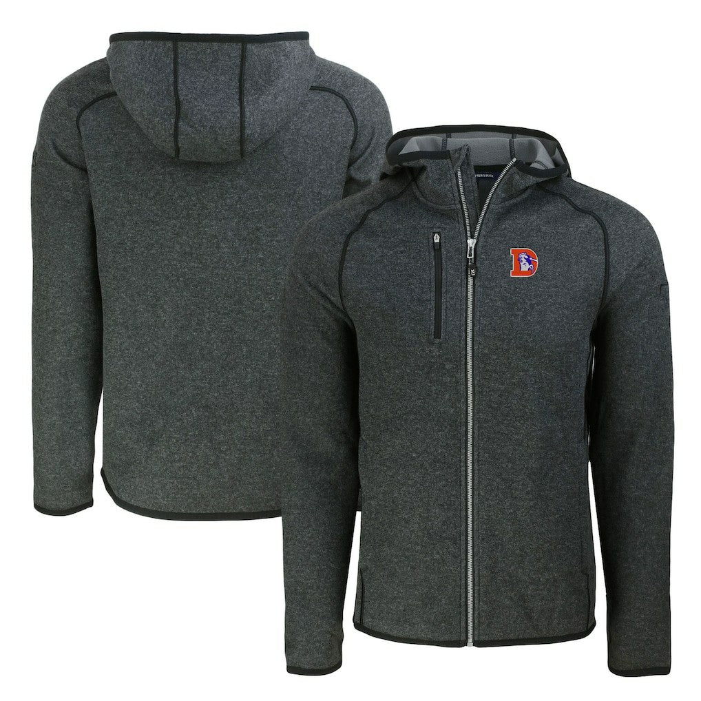 Cutter & Buck Throwback Mainsail Sweater-Knit Full-Zip Hoodie - Denver Broncos Hoodies