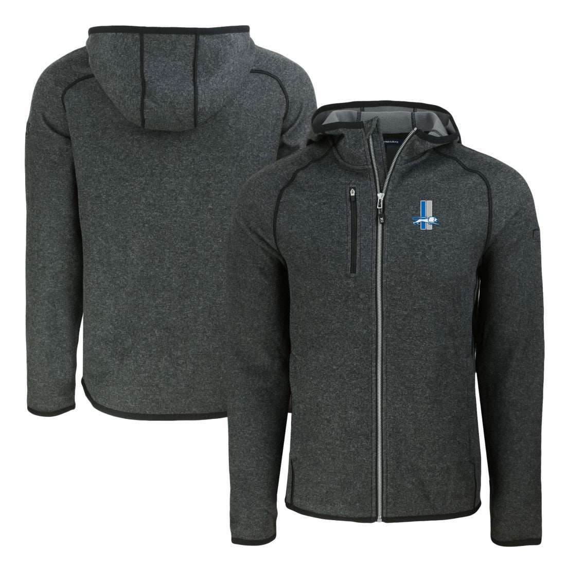 Cutter & Buck Throwback Mainsail Sweater-Knit Full-Zip Hoodie - Detroit Lions Hoodies