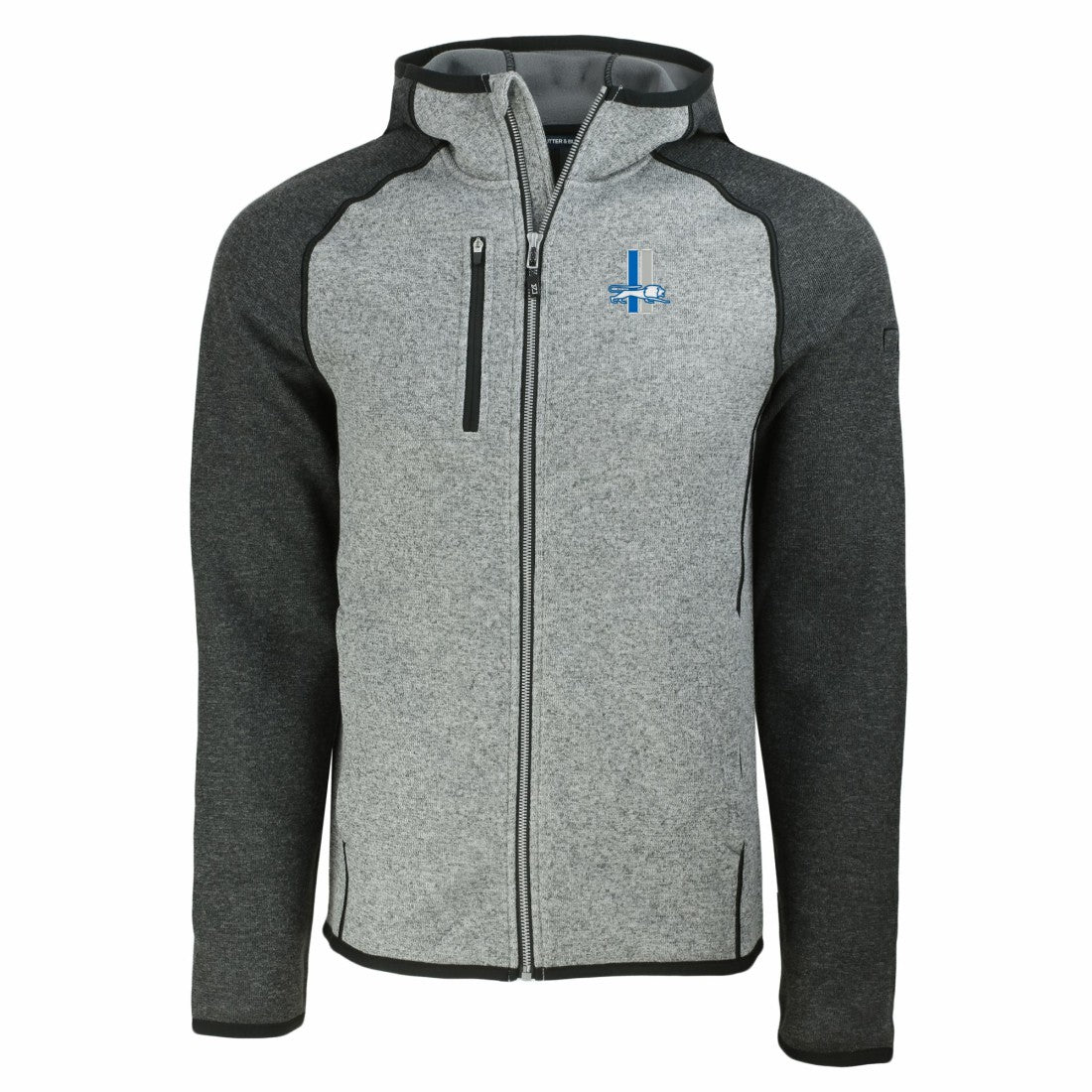 Cutter & Buck Throwback Mainsail Sweater-Knit Full-Zip Hoodie - Detroit Lions Hoodies