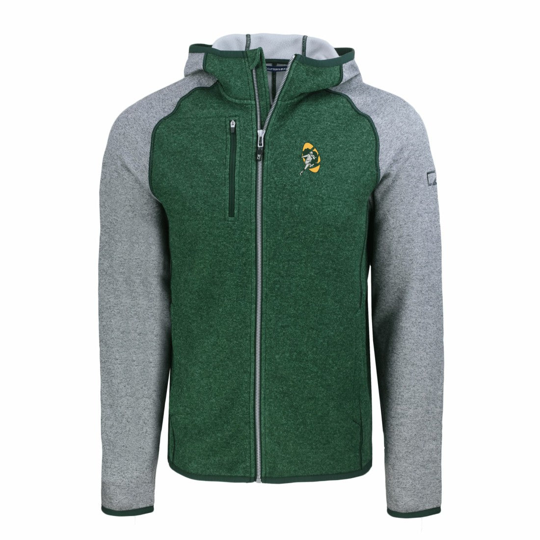 Cutter & Buck Throwback Mainsail Sweater-Knit Full-Zip Hoodie - Green Bay Packers Hoodies