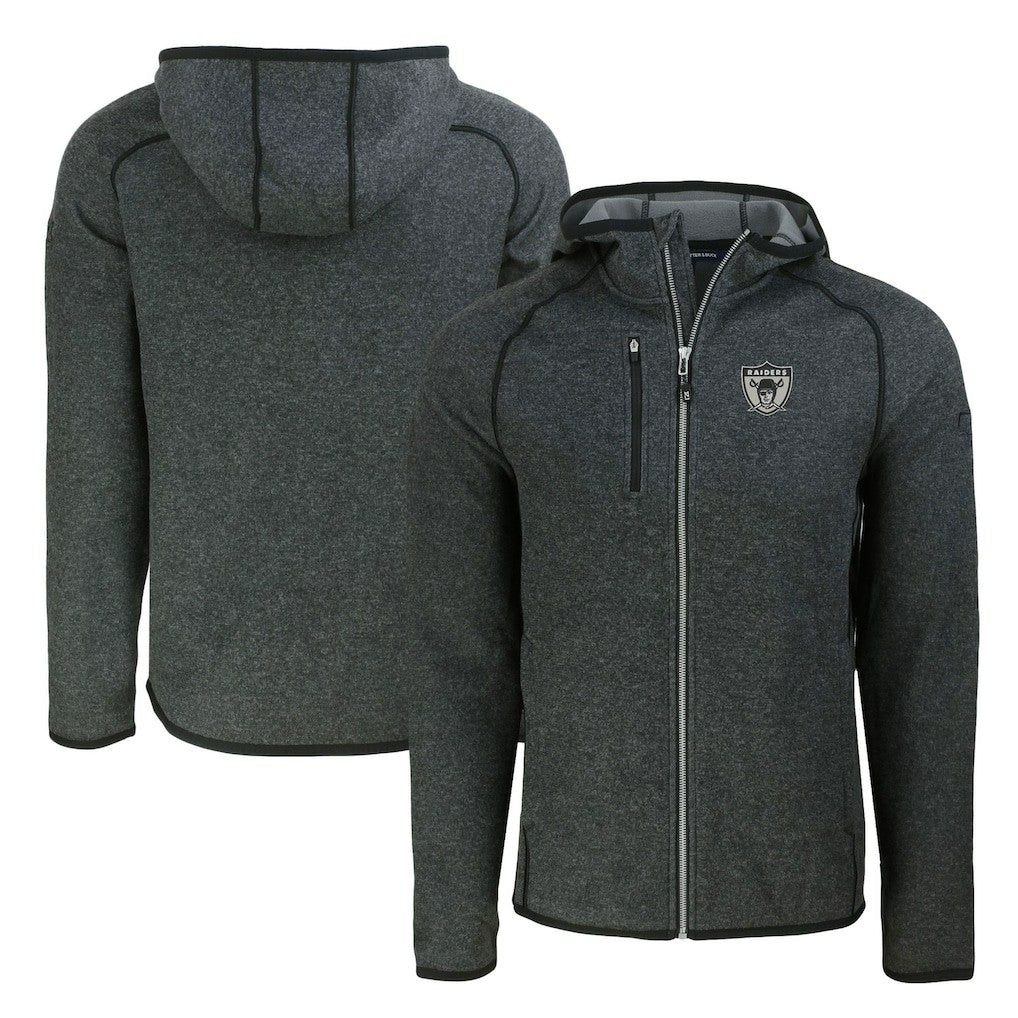 Cutter & Buck Throwback Mainsail Sweater-Knit Full-Zip Hoodie - Las Vegas Raiders Hoodies