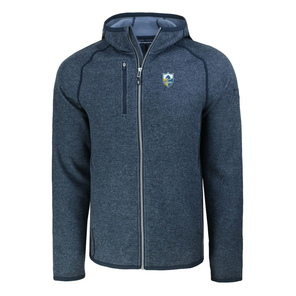 Cutter & Buck Throwback Mainsail Sweater-Knit Full-Zip Hoodie - Los Angeles Chargers Hoodies