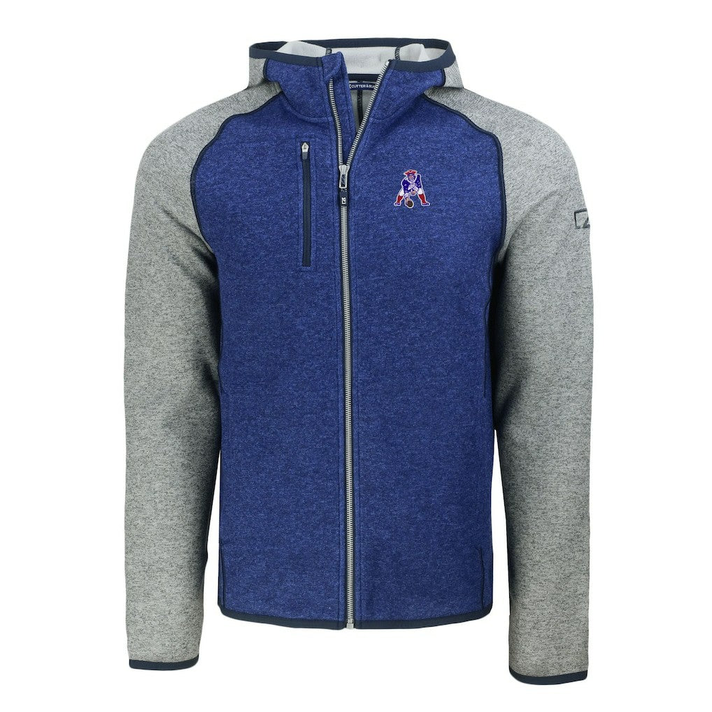 Cutter & Buck Throwback Mainsail Sweater-Knit Full-Zip Hoodie - New England Patriots Hoodies