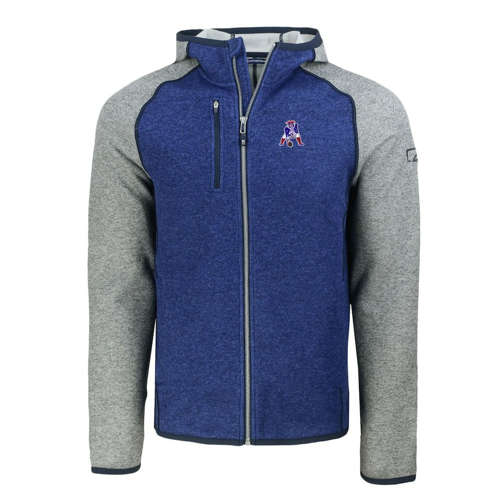 Cutter & Buck Throwback Mainsail Sweater-Knit Full-Zip Hoodie - New England Patriots Hoodies