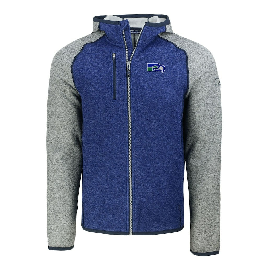 Cutter & Buck Throwback Mainsail Sweater-Knit Full-Zip Hoodie - Seattle Seahawks Hoodies