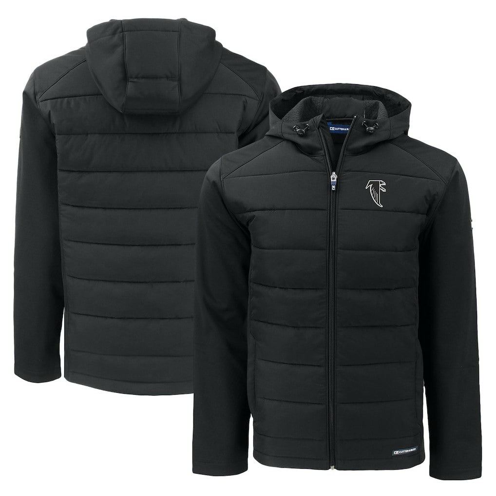 Cutter & Buck Throwback Evoke Hybrid Eco Softshell Recycled Full-Zip Hoodie Jacket - Atlanta Falcons Hoodies
