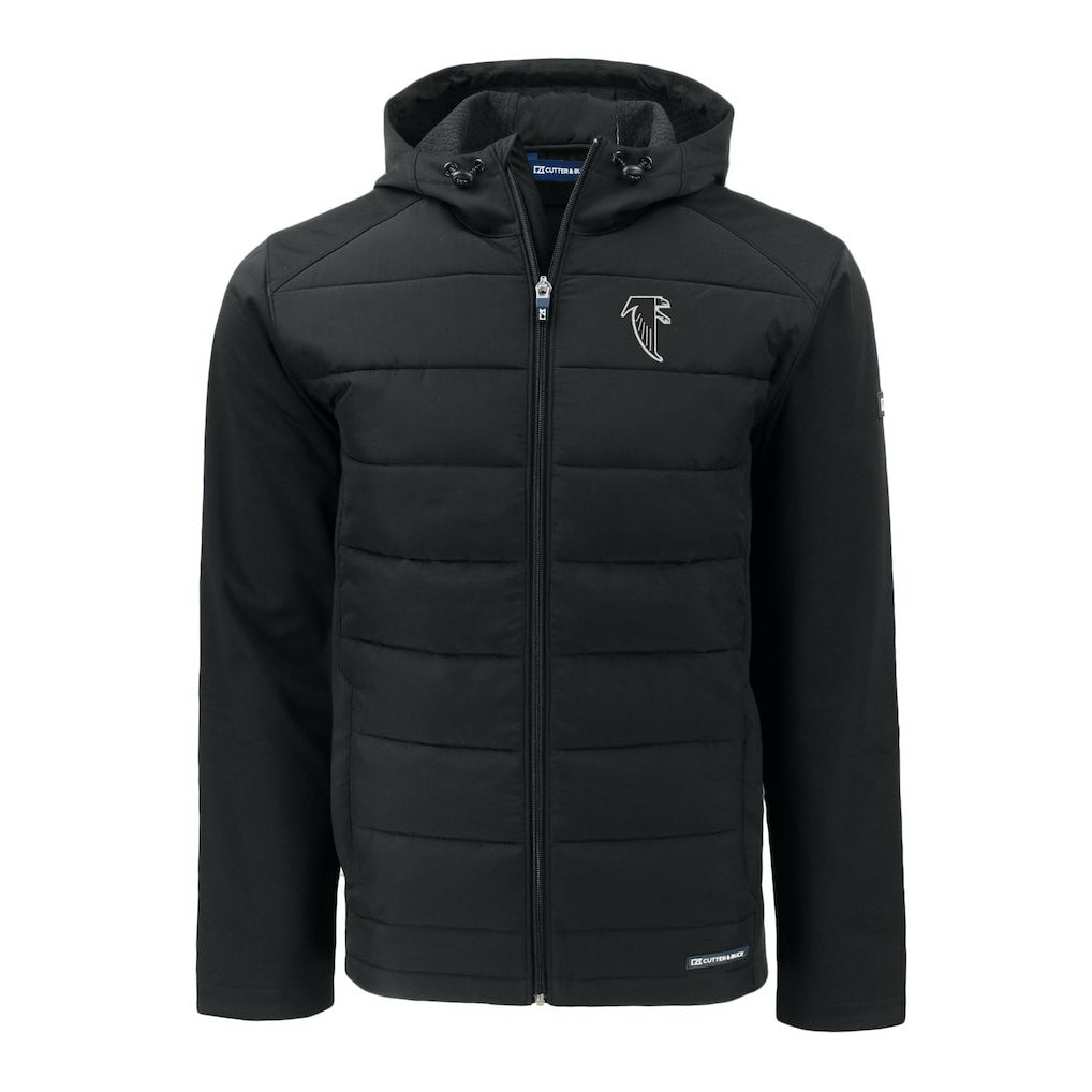 Cutter & Buck Throwback Evoke Hybrid Eco Softshell Recycled Full-Zip Hoodie Jacket - Atlanta Falcons Hoodies