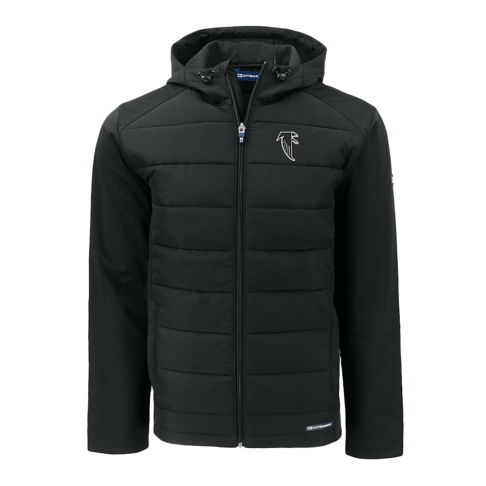Cutter & Buck Throwback Evoke Hybrid Eco Softshell Recycled Full-Zip Hoodie Jacket - Atlanta Falcons Hoodies