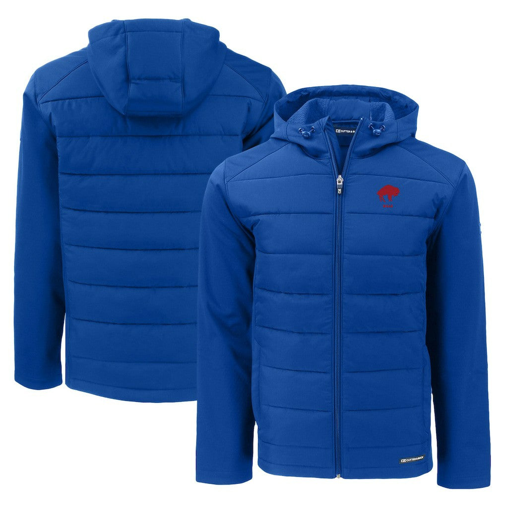 Cutter & Buck Throwback Evoke Hybrid Eco Softshell Recycled Full-Zip Hoodie Jacket - Buffalo Bills Hoodies