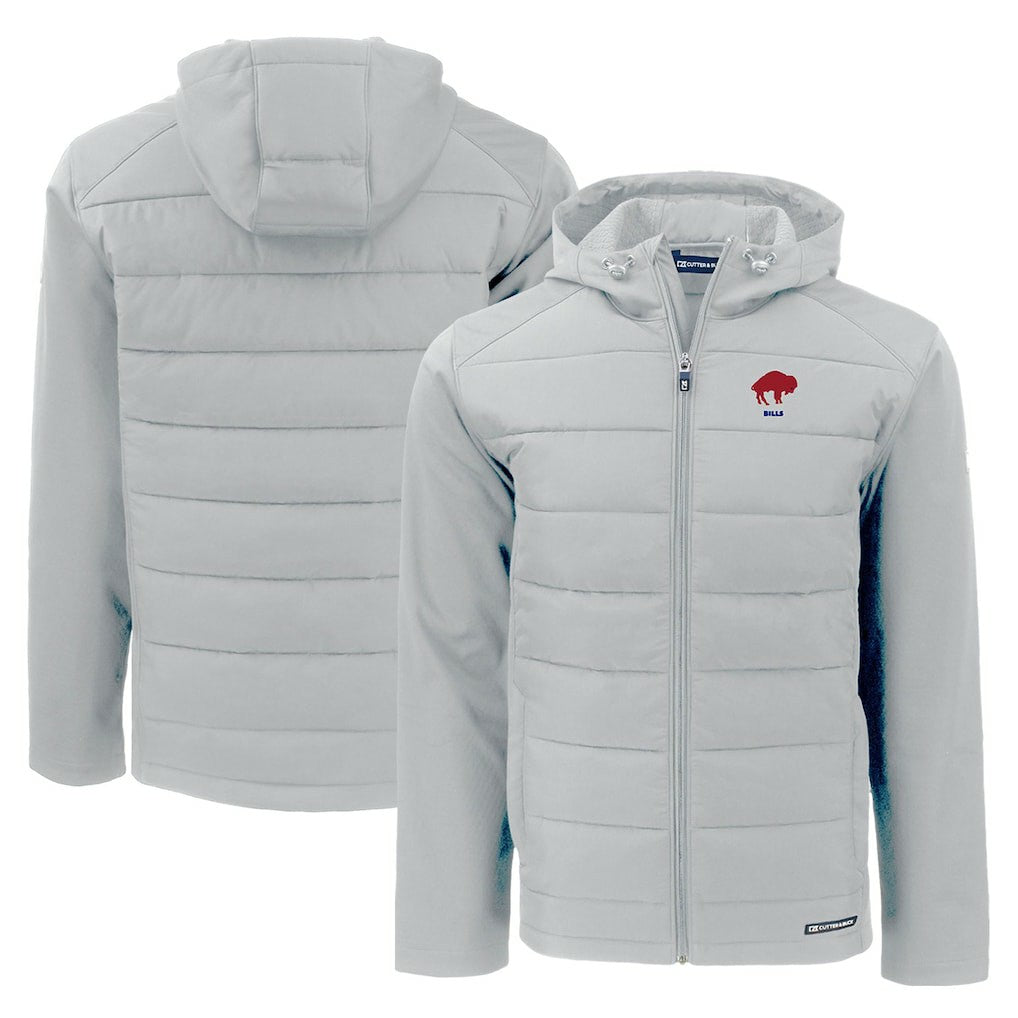 Cutter & Buck Throwback Evoke Hybrid Eco Softshell Recycled Full-Zip Hoodie Jacket - Buffalo Bills Hoodies