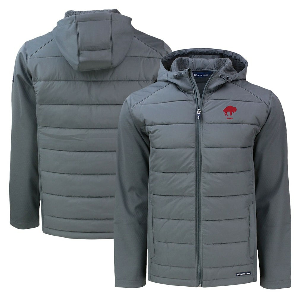 Cutter & Buck Throwback Evoke Hybrid Eco Softshell Recycled Full-Zip Hoodie Jacket - Buffalo Bills Hoodies