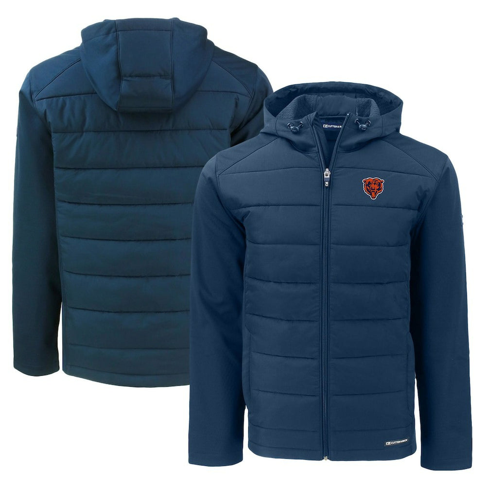 Cutter & Buck Throwback Evoke Hybrid Eco Softshell Recycled Full-Zip Hoodie Jacket - Chicago Bears Hoodies
