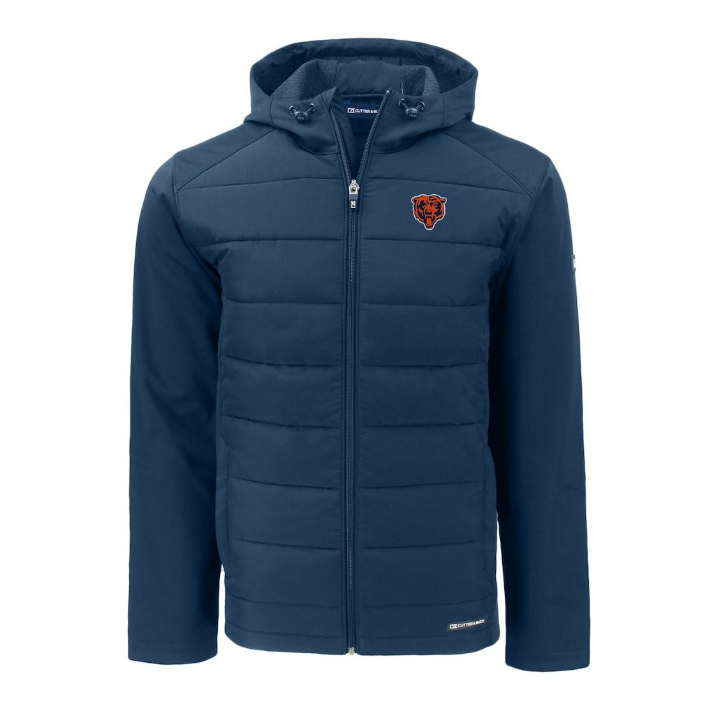 Cutter & Buck Throwback Evoke Hybrid Eco Softshell Recycled Full-Zip Hoodie Jacket - Chicago Bears Hoodies