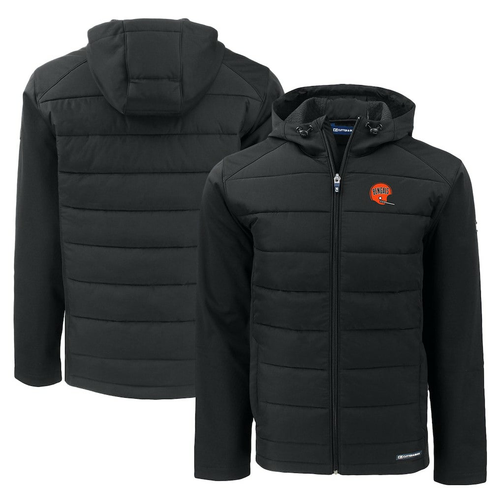 Cutter & Buck Throwback Evoke Hybrid Eco Softshell Recycled Full-Zip Hoodie Jacket - Cincinnati Bengals Hoodies