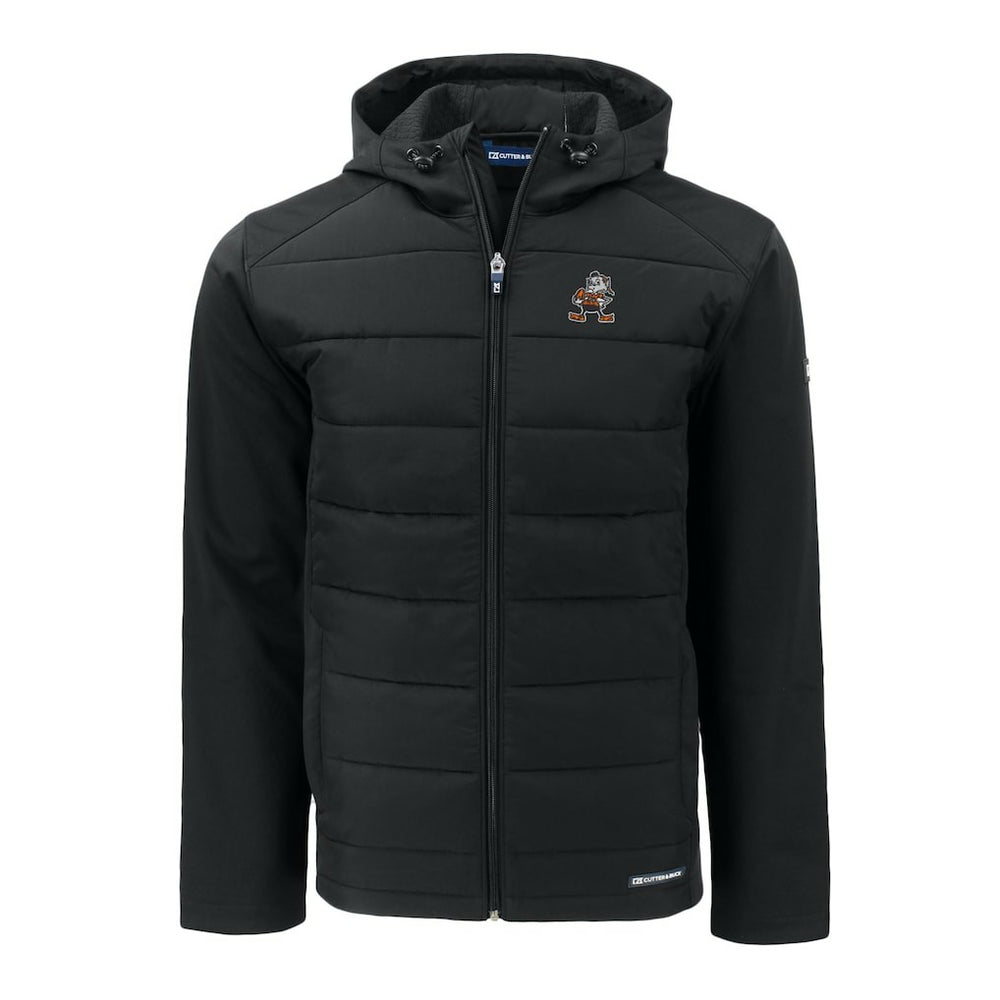 Cutter & Buck Throwback Evoke Hybrid Eco Softshell Recycled Full-Zip Hoodie Jacket - Cleveland Browns Hoodies