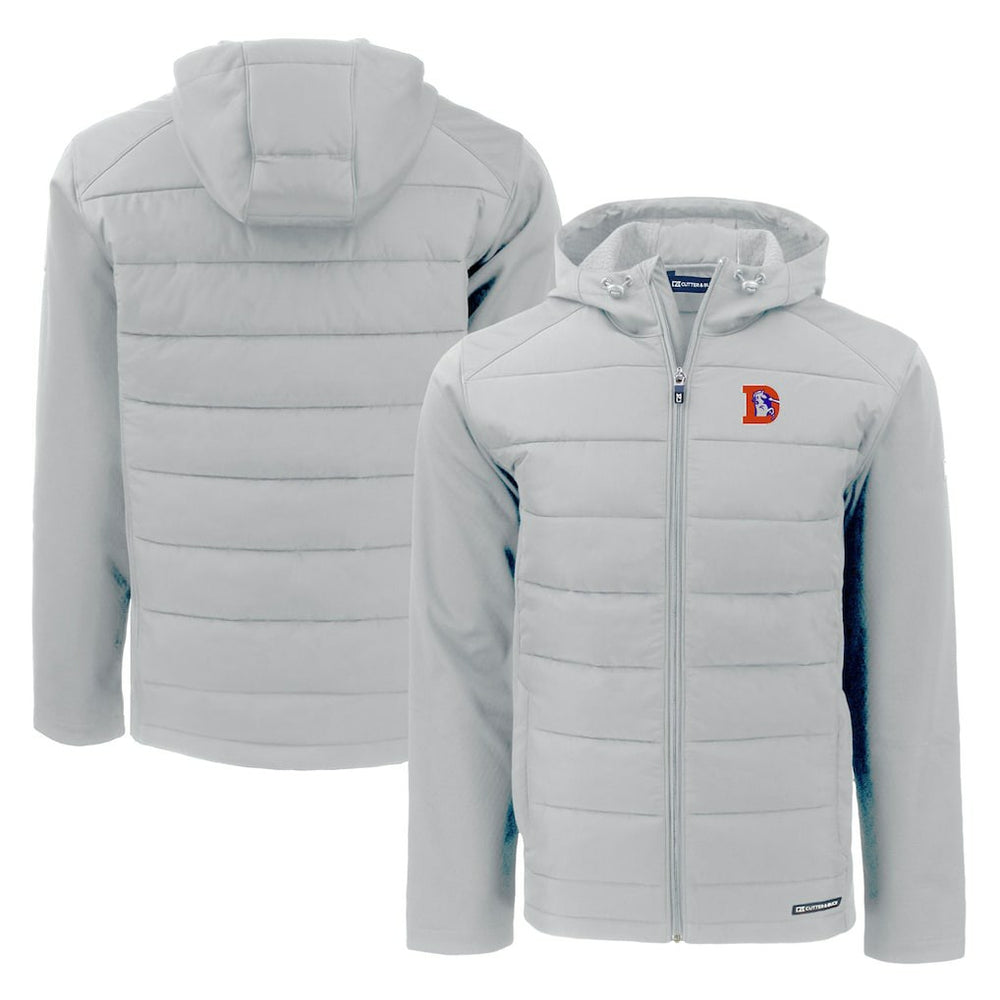 Cutter & Buck Throwback Evoke Hybrid Eco Softshell Recycled Full-Zip Hoodie Jacket - Denver Broncos Hoodies