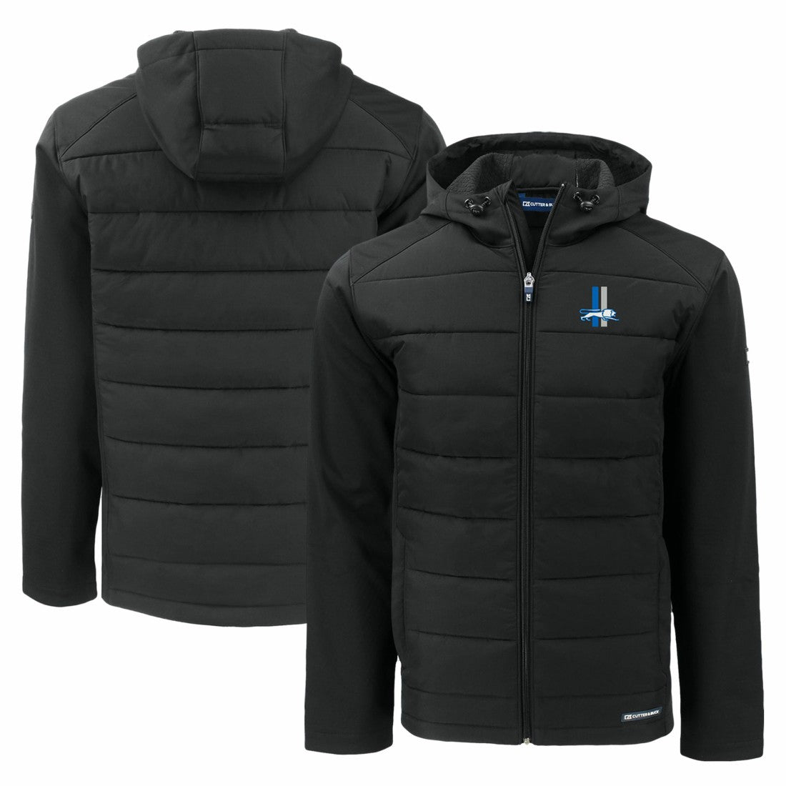 Cutter & Buck Throwback Evoke Hybrid Eco Softshell Recycled Full-Zip Hoodie Jacket - Detroit Lions Hoodies