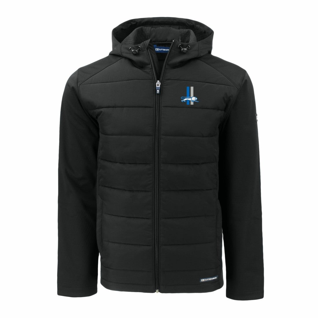Cutter & Buck Throwback Evoke Hybrid Eco Softshell Recycled Full-Zip Hoodie Jacket - Detroit Lions Hoodies