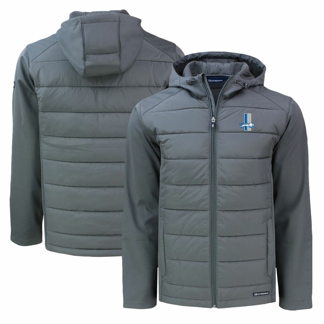 Cutter & Buck Throwback Evoke Hybrid Eco Softshell Recycled Full-Zip Hoodie Jacket - Detroit Lions Hoodies
