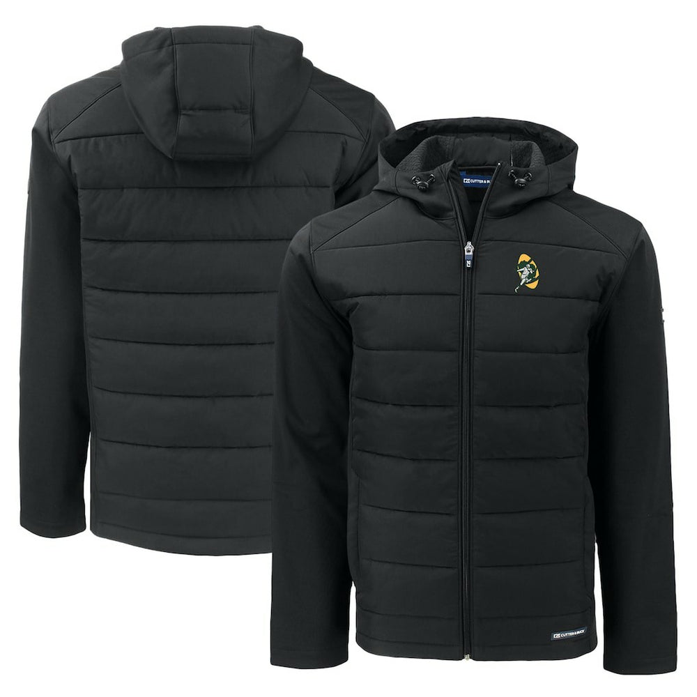 Cutter & Buck Throwback Evoke Hybrid Eco Softshell Recycled Full-Zip Hoodie Jacket - Green Bay Packers Hoodies