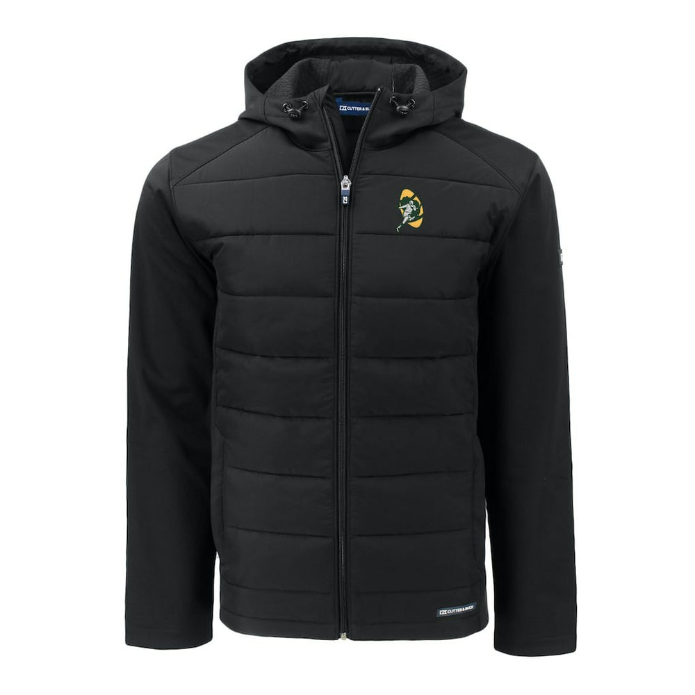 Cutter & Buck Throwback Evoke Hybrid Eco Softshell Recycled Full-Zip Hoodie Jacket - Green Bay Packers Hoodies