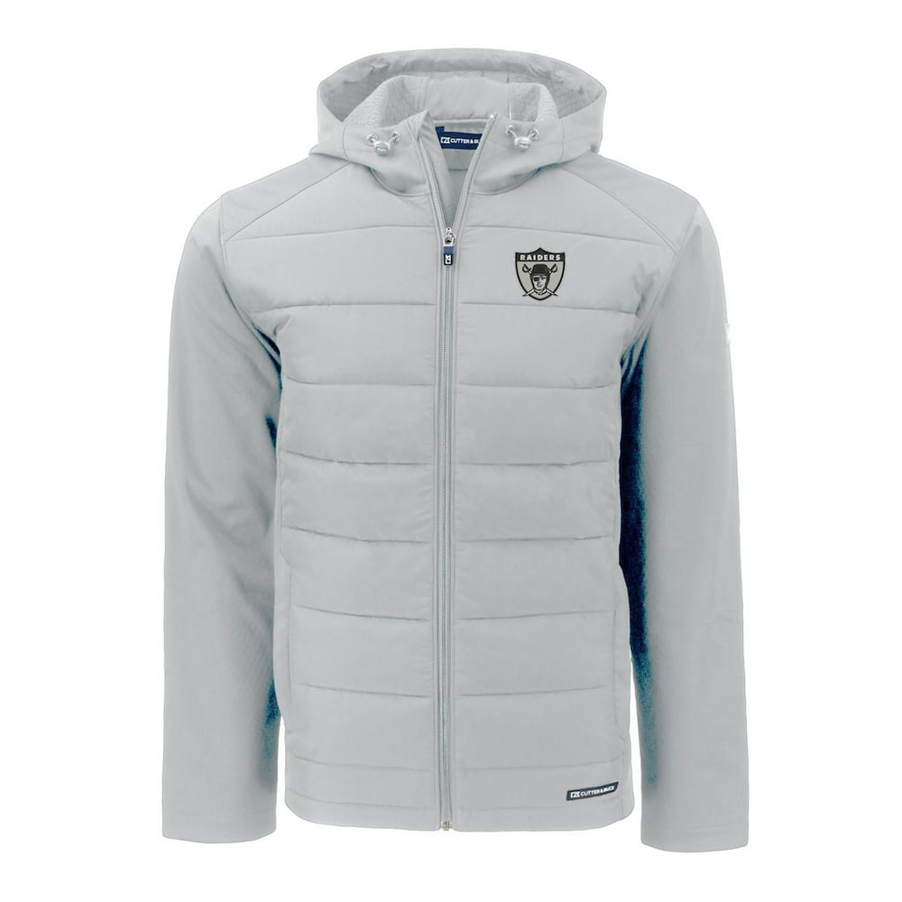 Cutter & Buck Throwback Evoke Hybrid Eco Softshell Recycled Full-Zip Hoodie Jacket - Las Vegas Raiders Hoodies