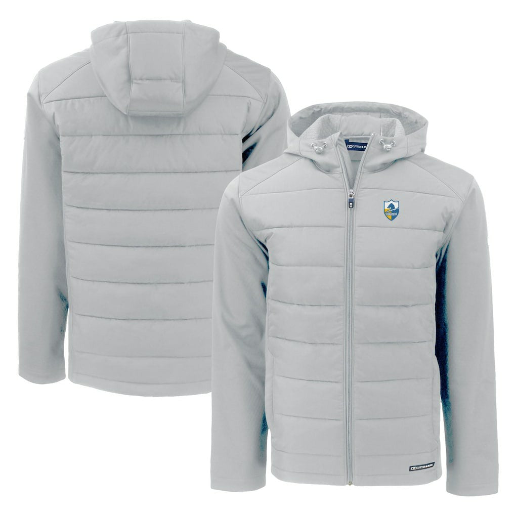 Cutter & Buck Throwback Evoke Hybrid Eco Softshell Recycled Full-Zip Hoodie Jacket - Los Angeles Chargers Hoodies
