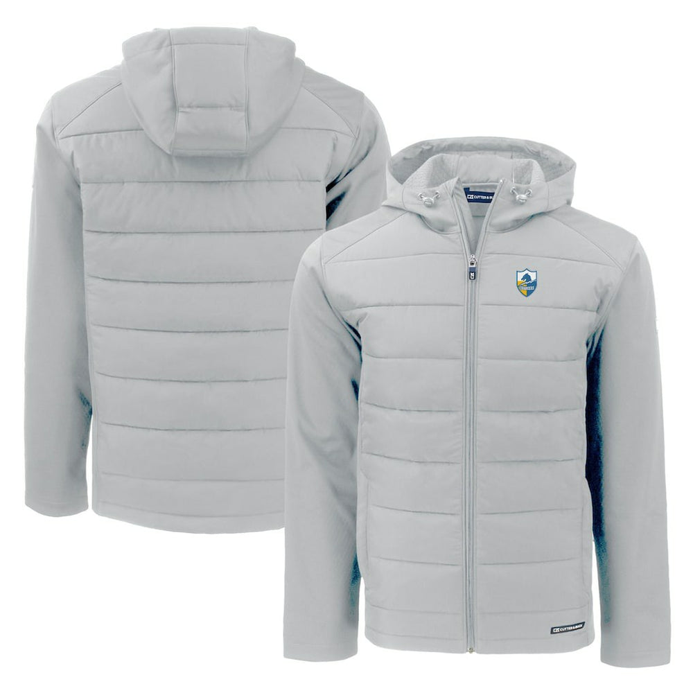 Cutter & Buck Throwback Evoke Hybrid Eco Softshell Recycled Full-Zip Hoodie Jacket - Los Angeles Chargers Hoodies