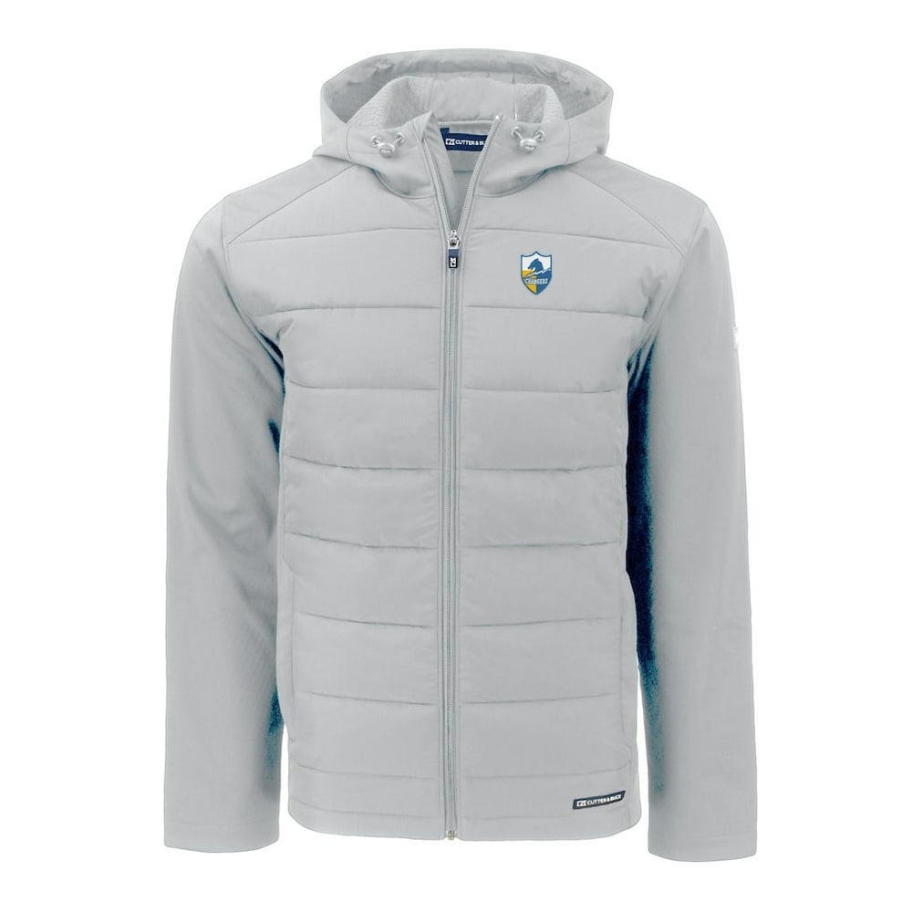 Cutter & Buck Throwback Evoke Hybrid Eco Softshell Recycled Full-Zip Hoodie Jacket - Los Angeles Chargers Hoodies