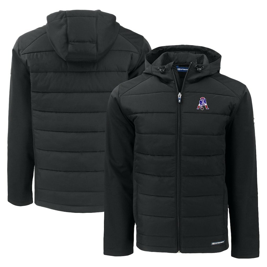 Cutter & Buck Throwback Evoke Hybrid Eco Softshell Recycled Full-Zip Hoodie Jacket - New England Patriots Hoodies