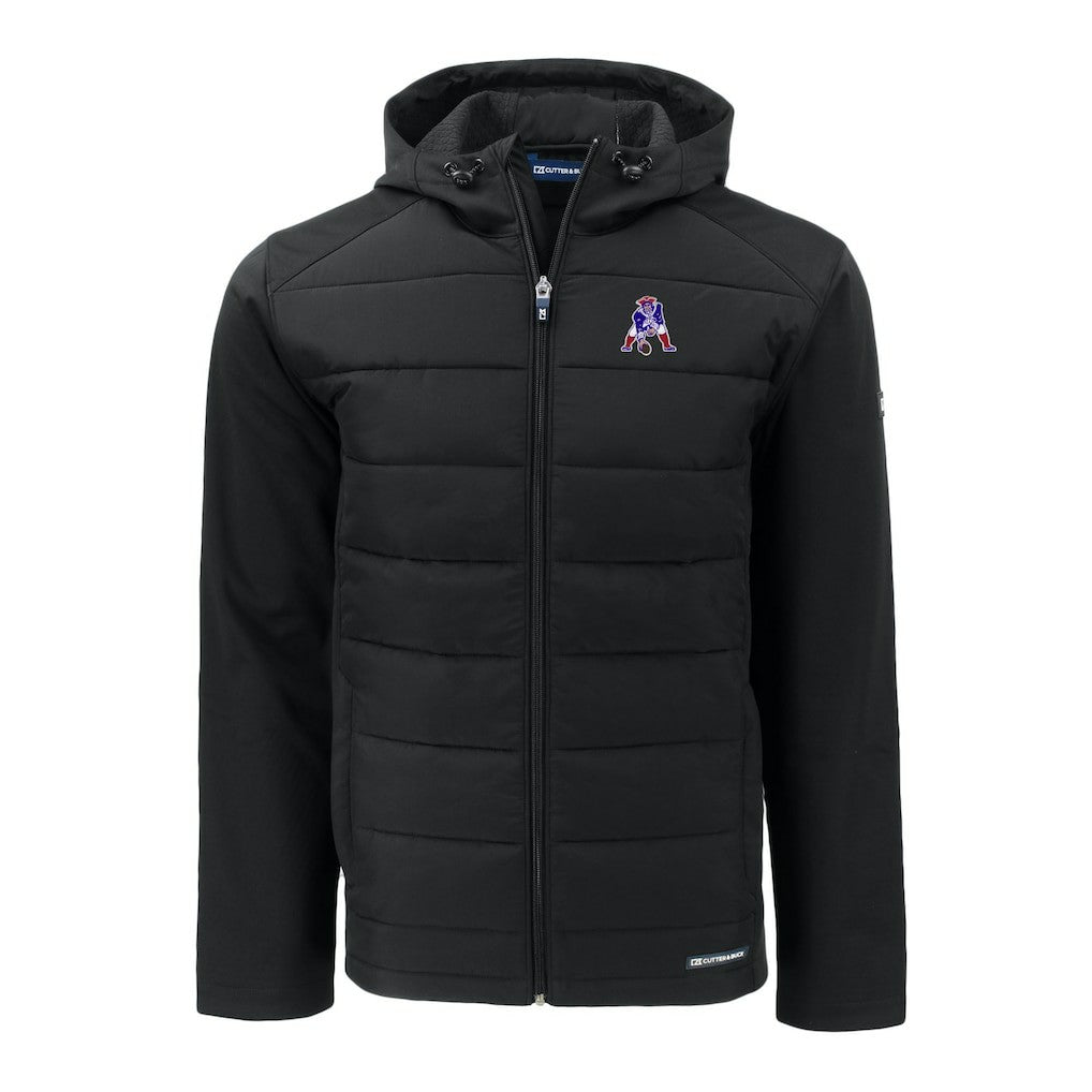 Cutter & Buck Throwback Evoke Hybrid Eco Softshell Recycled Full-Zip Hoodie Jacket - New England Patriots Hoodies