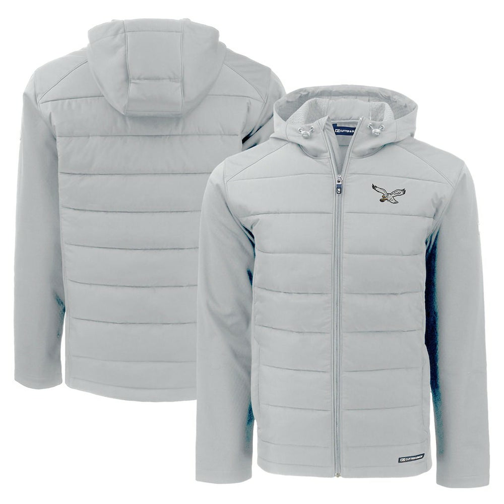 Cutter & Buck Throwback Evoke Hybrid Eco Softshell Recycled Full-Zip Hoodie Jacket - Philadelphia Eagles Hoodies