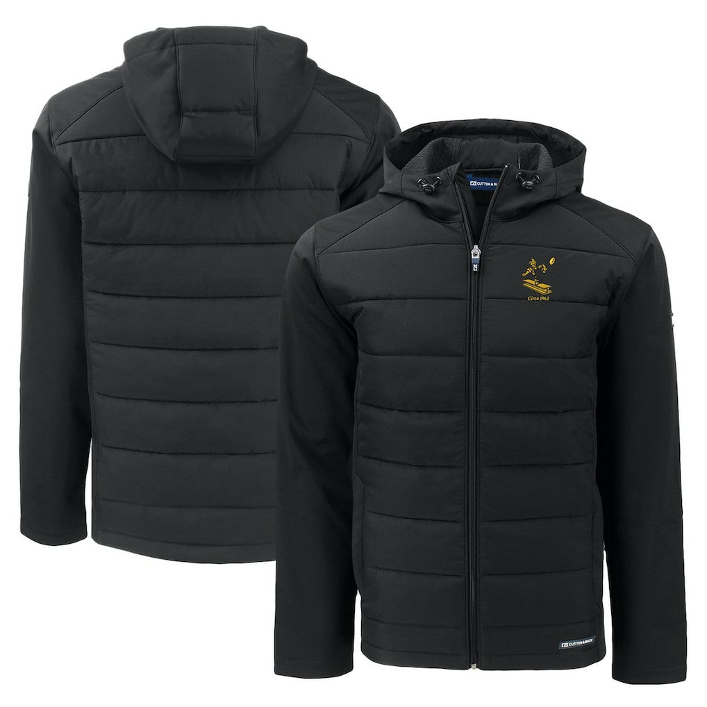 Cutter & Buck Throwback Evoke Hybrid Eco Softshell Recycled Full-Zip Hoodie Jacket - Pittsburgh Steelers Hoodies