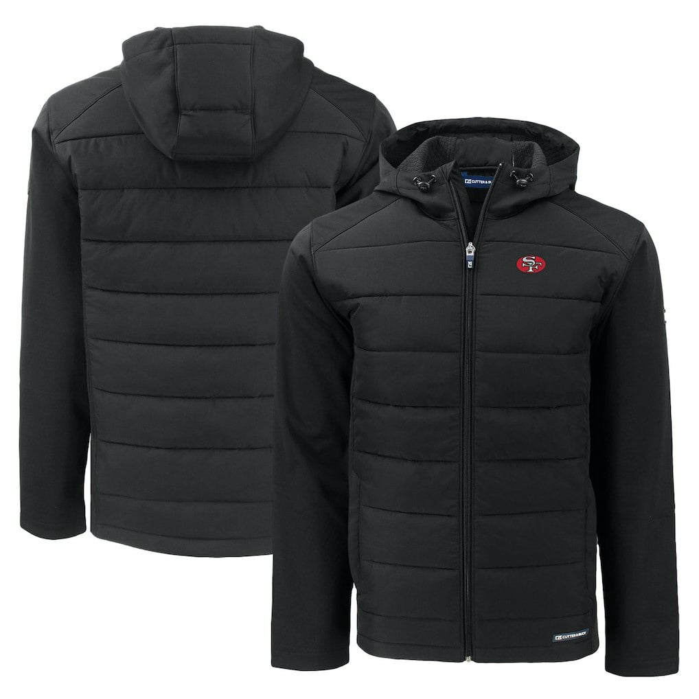 Cutter & Buck Throwback Evoke Hybrid Eco Softshell Recycled Full-Zip Hoodie Jacket - San Francisco 49ers Hoodies