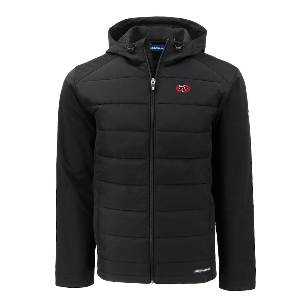 Cutter & Buck Throwback Evoke Hybrid Eco Softshell Recycled Full-Zip Hoodie Jacket - San Francisco 49ers Hoodies