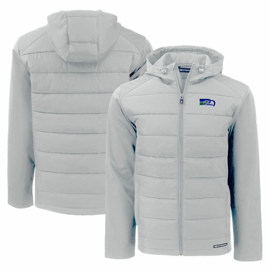 Cutter & Buck Throwback Evoke Hybrid Eco Softshell Recycled Full-Zip Hoodie Jacket - Seattle Seahawks Hoodies