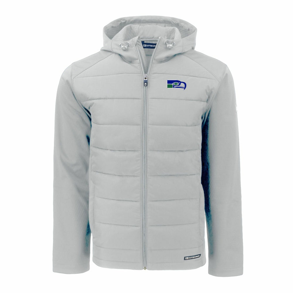 Cutter & Buck Throwback Evoke Hybrid Eco Softshell Recycled Full-Zip Hoodie Jacket - Seattle Seahawks Hoodies