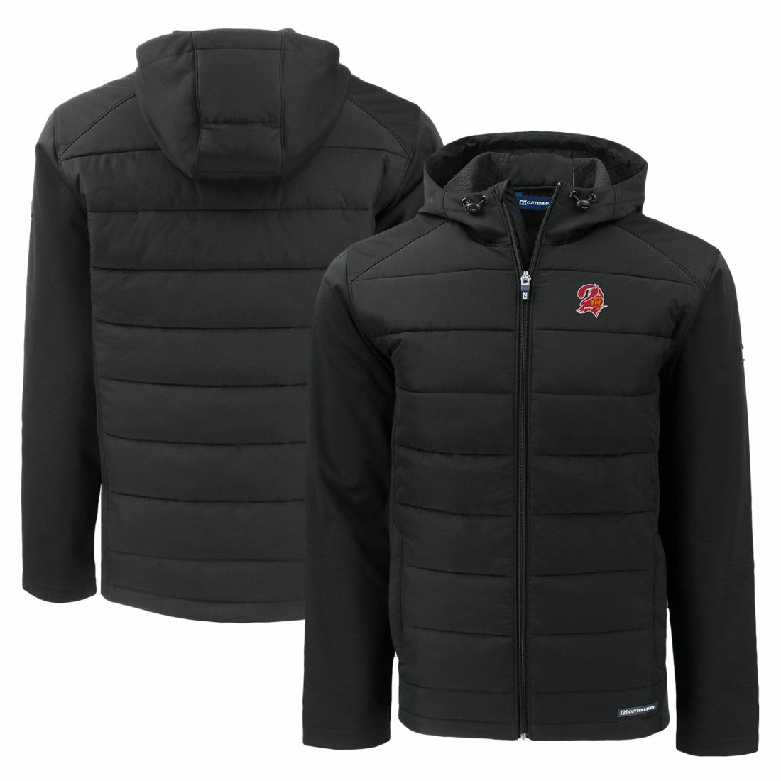 Cutter & Buck Throwback Evoke Hybrid Eco Softshell Recycled Full-Zip Hoodie Jacket - Tampa Bay Buccaneers Hoodies