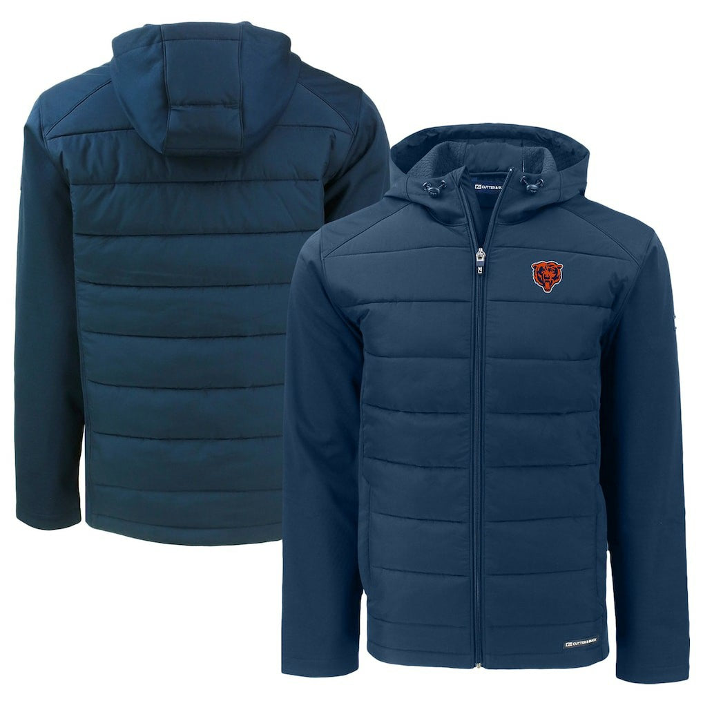 Cutter & Buck Throwback Big & Tall Evoke Hybrid Eco Softshell Recycled Full-Zip Jacket - Chicago Bears Jackets