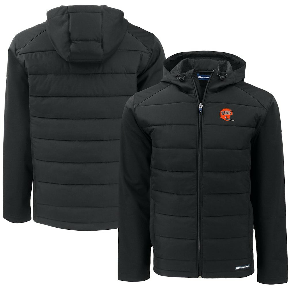 Cutter & Buck Throwback Big & Tall Evoke Hybrid Eco Softshell Recycled Full-Zip Jacket - Cincinnati Bengals Jackets