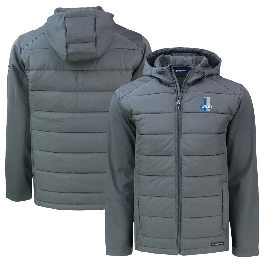Cutter & Buck Throwback Big & Tall Evoke Hybrid Eco Softshell Recycled Full-Zip Hoodie - Detroit Lions Hoodies