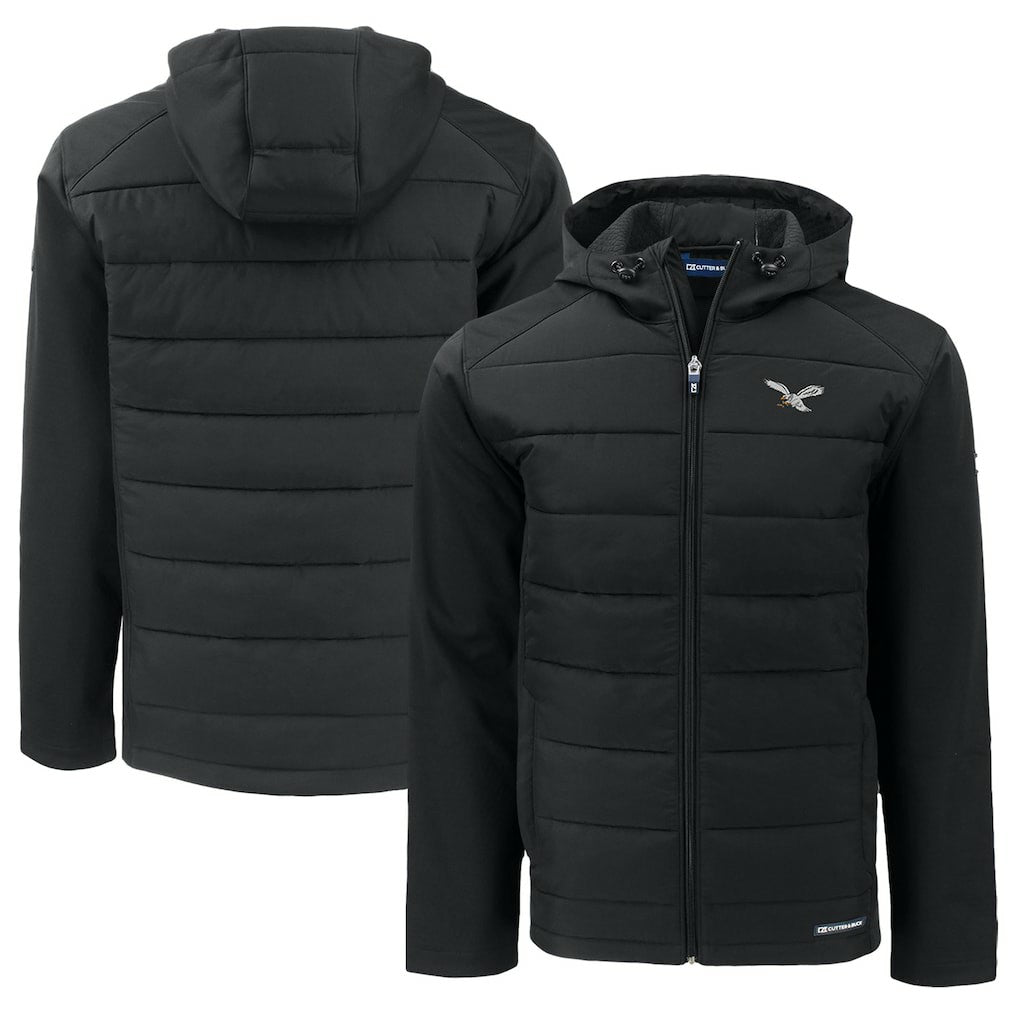 Cutter & Buck Throwback Big & Tall Evoke Hybrid Eco Softshell Recycled Full-Zip Hoodie - Philadelphia Eagles Hoodies