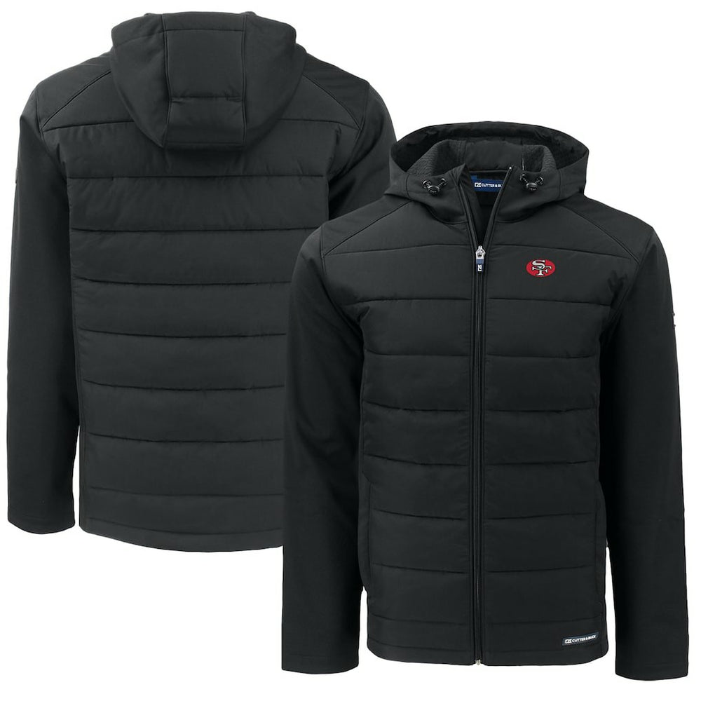 Cutter & Buck Throwback Big & Tall Evoke Hybrid Eco Softshell Recycled Full-Zip Hoodie - San Francisco 49ers Hoodies