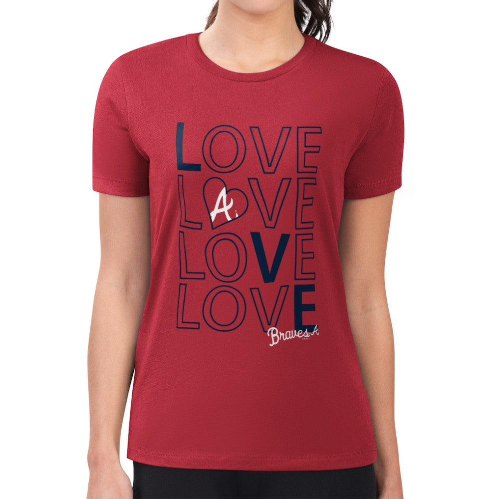 Red Atlanta Braves G-III 4Her by Carl Banks Women's Super-Slim Fit Lightweight Love Graphic Team T-Shirt