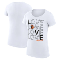 White Baltimore Orioles G-III 4Her by Carl Banks Women's Super-Slim Fit Lightweight Love Graphic Team T-Shirt