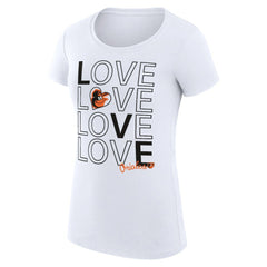 White Baltimore Orioles G-III 4Her by Carl Banks Women's Super-Slim Fit Lightweight Love Graphic Team T-Shirt
