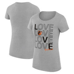 Heather Gray Baltimore Orioles G-III 4Her by Carl Banks Women's Super-Slim Fit Lightweight Love Graphic Team T-Shirt