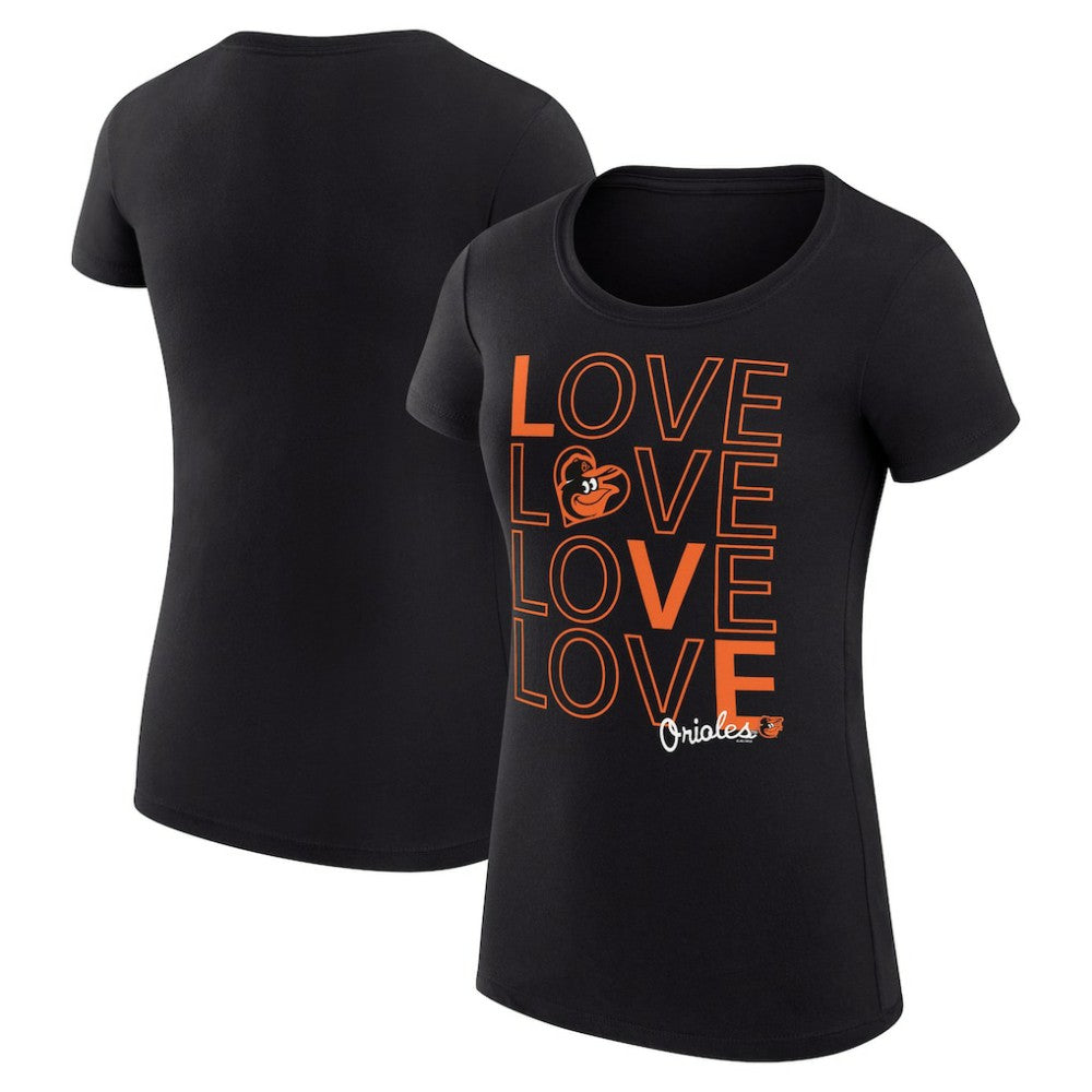Black Baltimore Orioles G-III 4Her by Carl Banks Women's Super-Slim Fit Lightweight Love Graphic Team T-Shirt